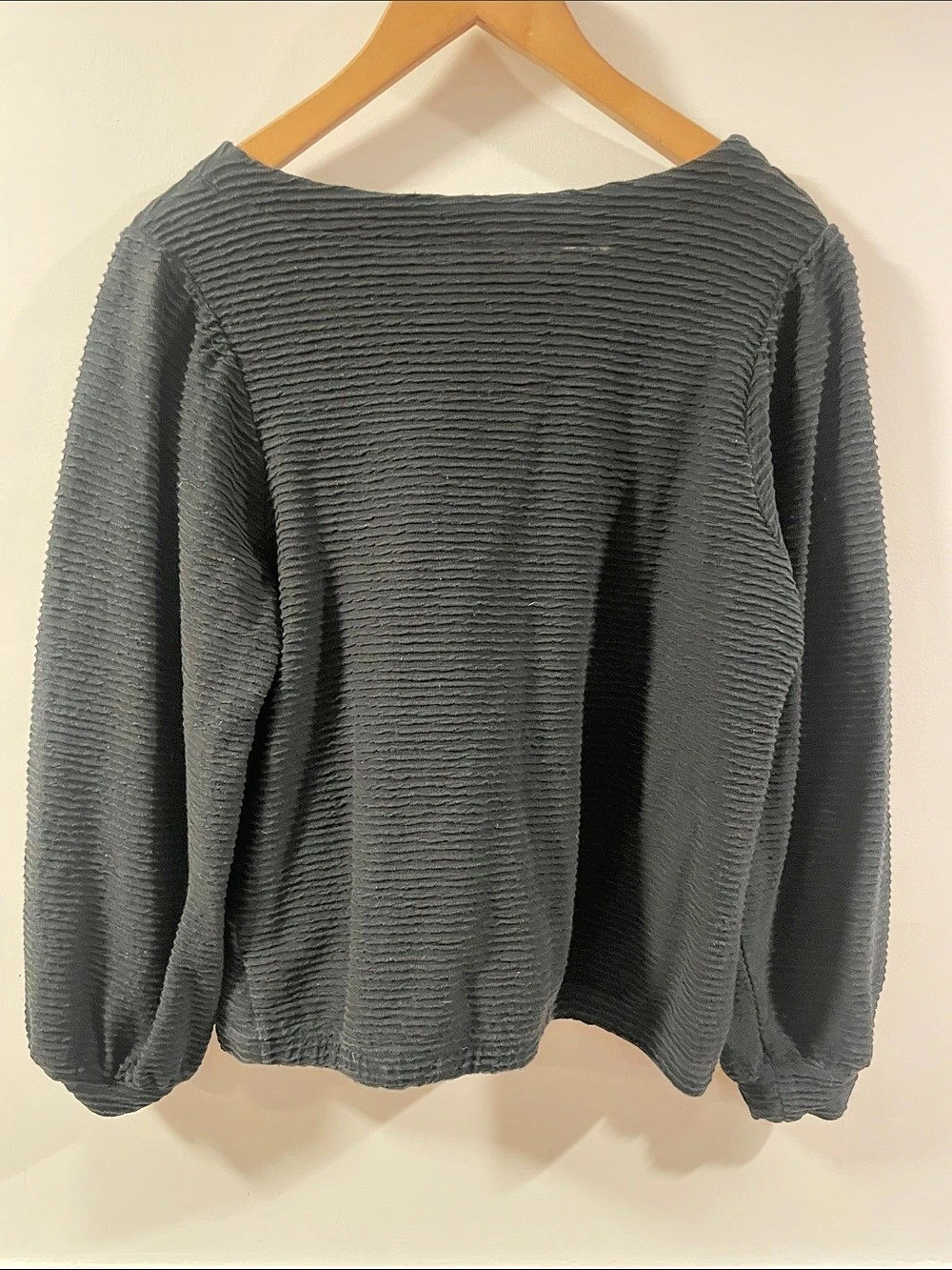 Madewell Ribbed Long-Sleeve Boatneck Top Black XL intentionality faded - Picture 2 of 5